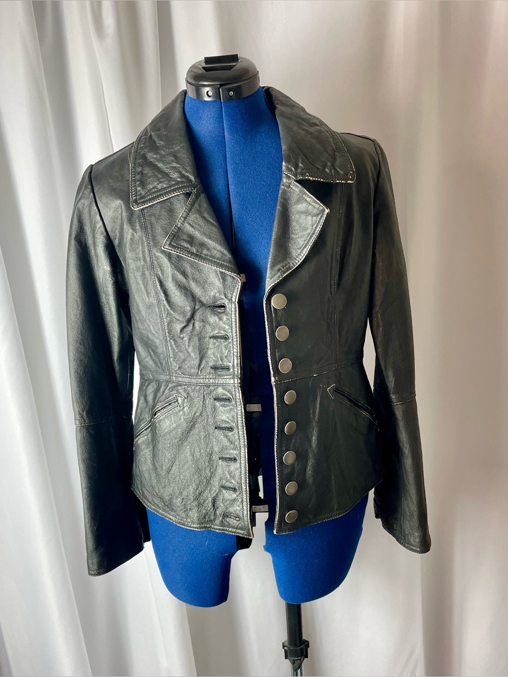 Wilsons Leather Black Button-Front Women's Leather Jacket